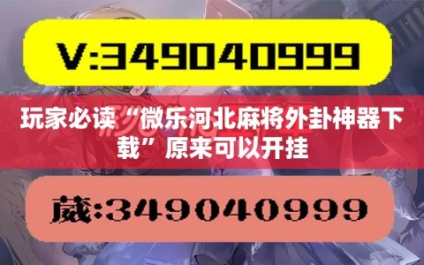 玩家必读“微乐河北麻将外卦神器下载”原来可以开挂