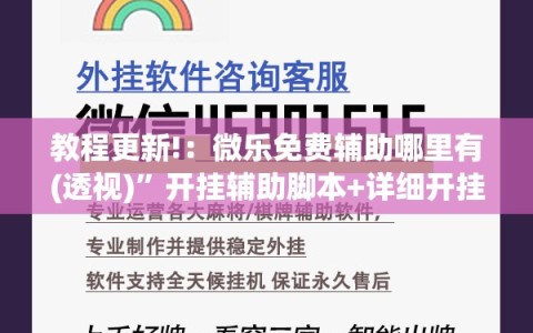 教程更新!：微乐免费辅助哪里有(透视)”开挂辅助脚本+详细开挂安装教程