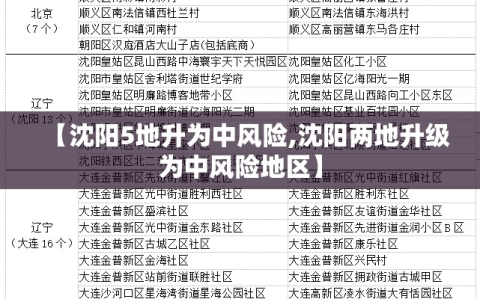 【沈阳5地升为中风险,沈阳两地升级为中风险地区】