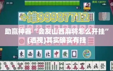 助赢神器“会友山西麻将怎么开挂”(透视)其实确实有挂