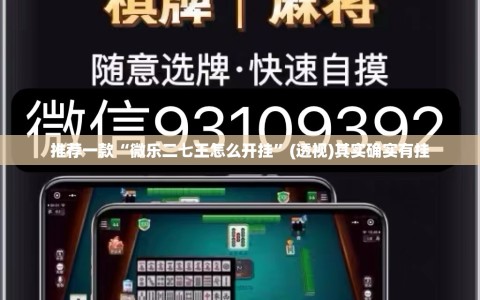 推荐一款“微乐二七王怎么开挂”(透视)其实确实有挂