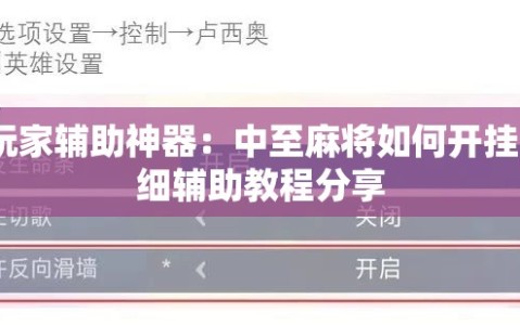 玩家辅助神器：中至麻将如何开挂”细辅助教程分享