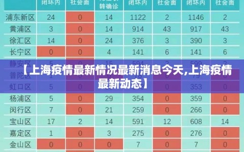 【上海疫情最新情况最新消息今天,上海疫情最新动态】