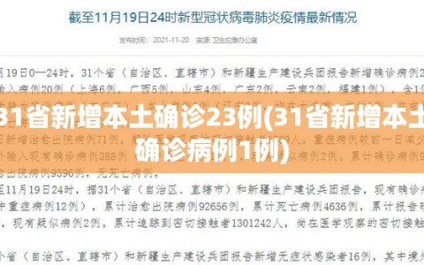 31省新增本土确诊23例(31省新增本土确诊病例1例)