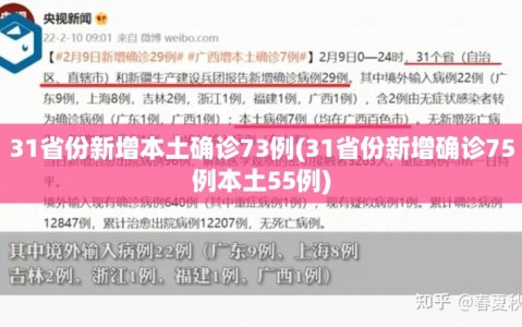31省份新增本土确诊73例(31省份新增确诊75例本土55例)