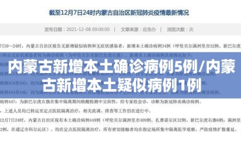 内蒙古新增本土确诊病例5例/内蒙古新增本土疑似病例1例