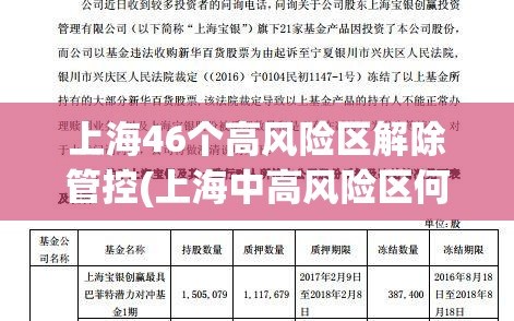 上海46个高风险区解除管控(上海中高风险区何时解冻)