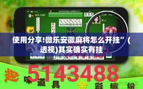 使用分享!微乐安徽麻将怎么开挂”(透视)其实确实有挂