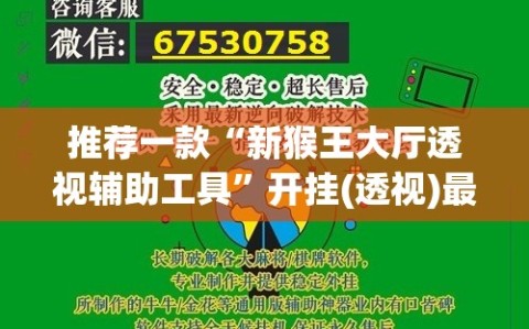 推荐一款“新猴王大厅透视辅助工具”开挂(透视)最新辅助详细