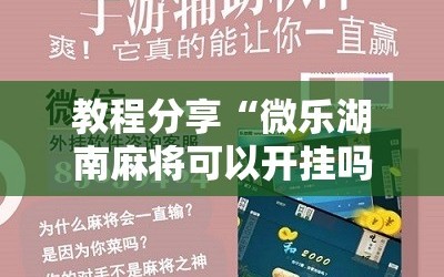 教程分享“微乐湖南麻将可以开挂吗”2026开挂教程步骤