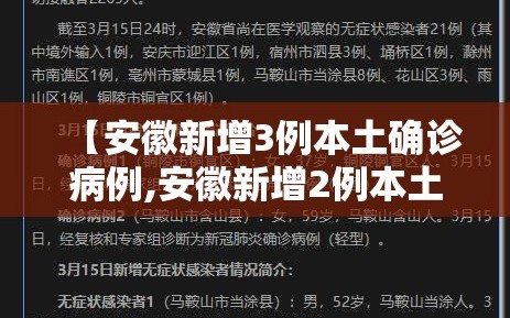 【安徽新增3例本土确诊病例,安徽新增2例本土确诊病例轨迹】