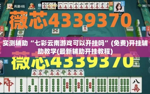 实测辅助“七彩云南游戏可以开挂吗”(免费)开挂辅助教学(最新辅助开挂教程)