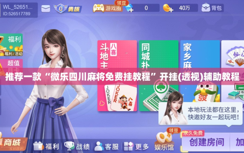 推荐一款“微乐四川麻将免费挂教程”开挂(透视)辅助教程
