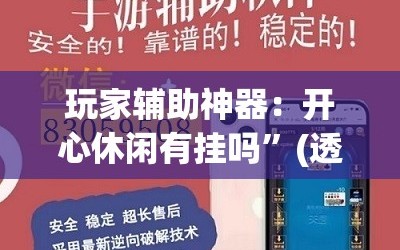 玩家辅助神器：开心休闲有挂吗”(透视)其实确实有挂