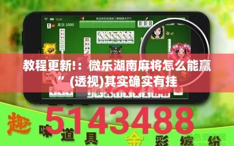 教程更新!：微乐湖南麻将怎么能赢”(透视)其实确实有挂