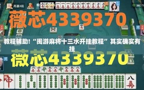 教程辅助!“闽游麻将十三水开挂教程”其实确实有挂