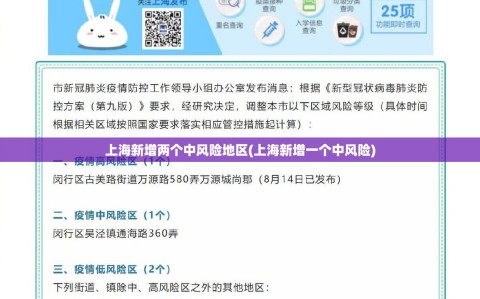 上海新增两个中风险地区(上海新增一个中风险)