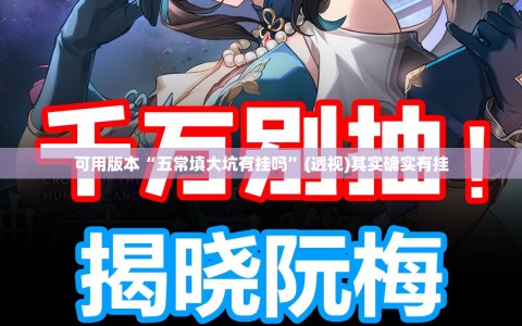 可用版本“五常填大坑有挂吗”(透视)其实确实有挂