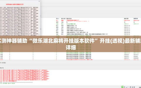 实测神器辅助“微乐湖北麻将开挂版本软件”开挂(透视)最新辅助详细