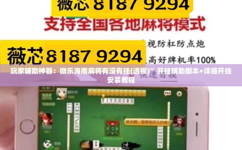 玩家辅助神器：微乐海南麻将有没有挂(透视)”开挂辅助脚本+详细开挂安装教程