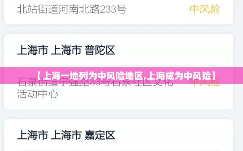 【上海一地列为中风险地区,上海成为中风险】