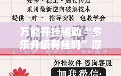 万能开挂辅助“多乐升级有挂吗”原来可以开挂