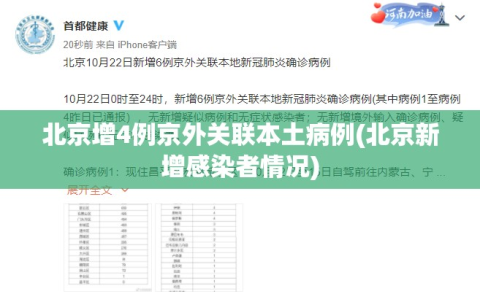 北京增4例京外关联本土病例(北京新增感染者情况)