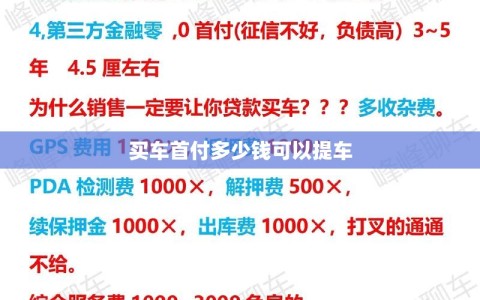 买车首付多少钱可以提车