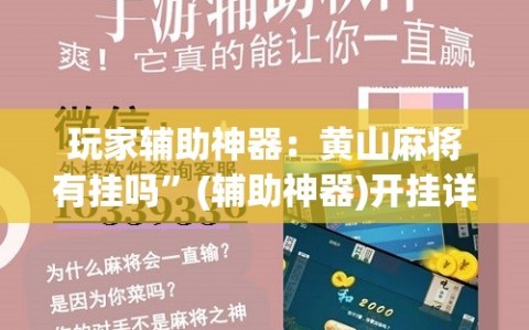 玩家辅助神器：黄山麻将有挂吗”(辅助神器)开挂详细教程