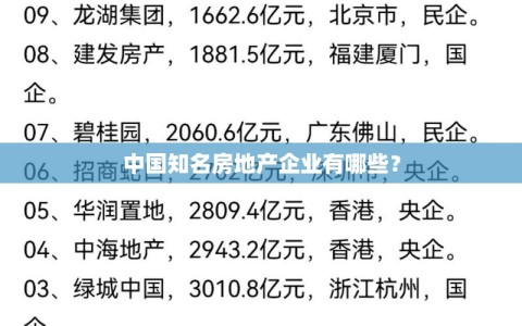 中国知名房地产企业有哪些？