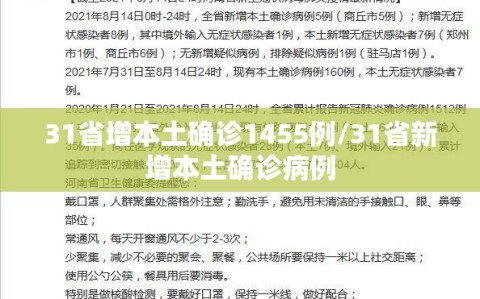 31省增本土确诊1455例/31省新增本土确诊病例