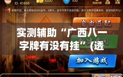 实测辅助“广西八一字牌有没有挂”(透视挂)辅助下载教程
