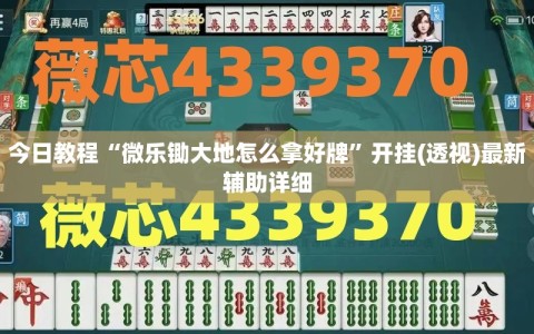 今日教程“微乐锄大地怎么拿好牌”开挂(透视)最新辅助详细