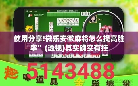 使用分享!微乐安徽麻将怎么提高胜率”(透视)其实确实有挂