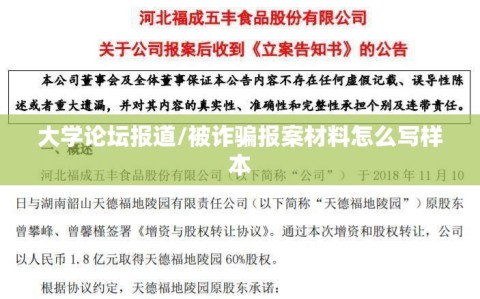 大学论坛报道/被诈骗报案材料怎么写样本