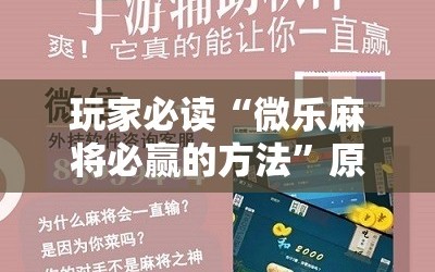 玩家必读“微乐麻将必赢的方法”原来可以开挂