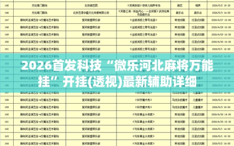 2026首发科技“微乐河北麻将万能挂”开挂(透视)最新辅助详细