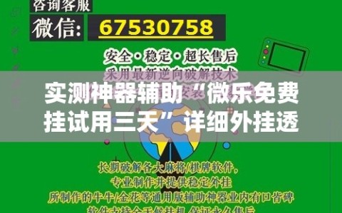 实测神器辅助“微乐免费挂试用三天”详细外挂透视辅助软件教程