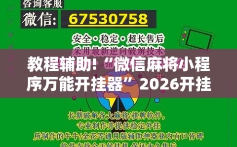 教程辅助!“微信麻将小程序万能开挂器”2026开挂教程步骤