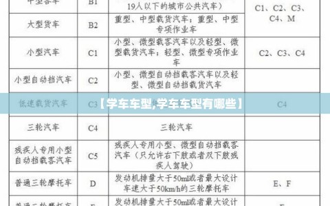 【学车车型,学车车型有哪些】