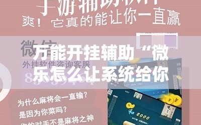 万能开挂辅助“微乐怎么让系统给你发好牌”详细分享装挂步骤