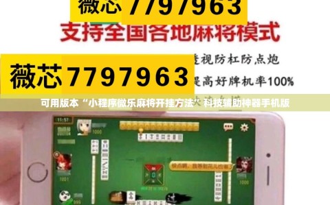 可用版本“小程序微乐麻将开挂方法”科技辅助神器手机版
