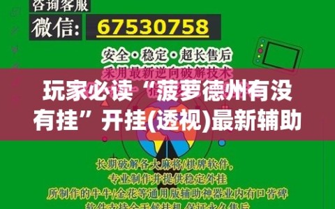 玩家必读“菠萝德州有没有挂”开挂(透视)最新辅助详细