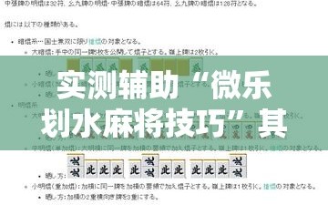 实测辅助“微乐划水麻将技巧”其实确实有挂