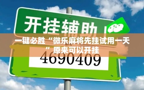 一键必胜“微乐麻将先挂试用一天”原来可以开挂