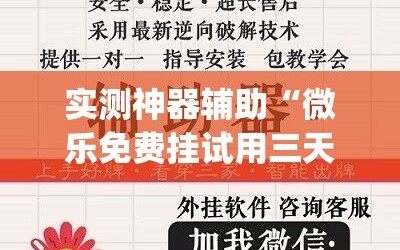 实测神器辅助“微乐免费挂试用三天”(免费)开挂辅助教学(最新辅助开挂教程)