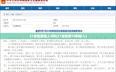 31省新增输入9例(31省新增18例输入)