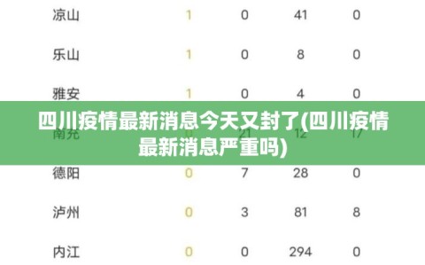 四川疫情最新消息今天又封了(四川疫情最新消息严重吗)