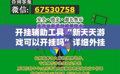 开挂辅助工具“新天天游戏可以开挂吗”详细外挂透视辅助软件教程