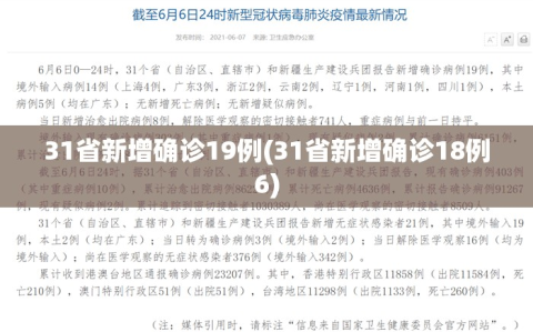 31省新增确诊19例(31省新增确诊18例6)